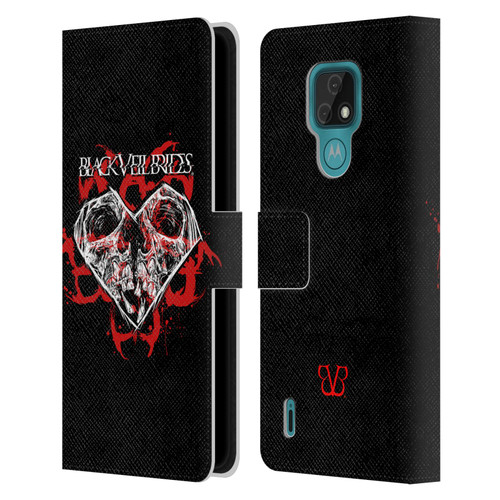 Black Veil Brides Band Art Skull Heart Leather Book Wallet Case Cover For Motorola Moto E7