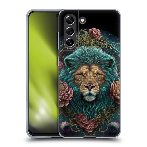 Spacescapes Floral Lions Aqua Mane Soft Gel Case for Samsung Galaxy S21 FE 5G