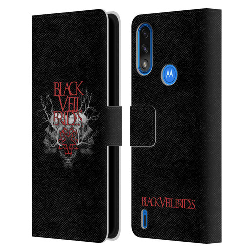 Black Veil Brides Band Art Skull Branches Leather Book Wallet Case Cover For Motorola Moto E7 Power / Moto E7i Power