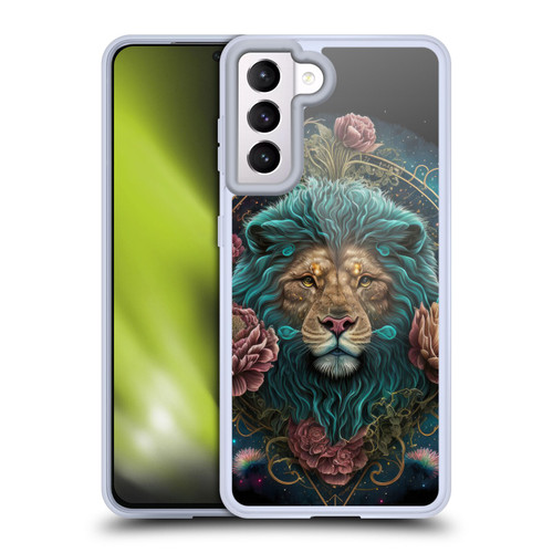 Spacescapes Floral Lions Aqua Mane Soft Gel Case for Samsung Galaxy S21 5G