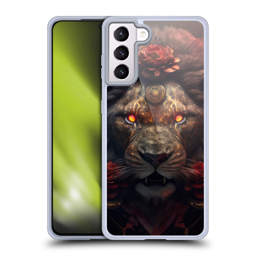 Spacescapes Floral Lions Crimson Pride Soft Gel Case for Samsung Galaxy S21+ 5G