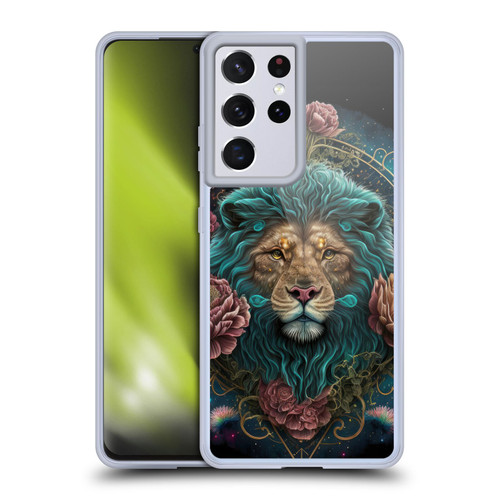 Spacescapes Floral Lions Aqua Mane Soft Gel Case for Samsung Galaxy S21 Ultra 5G