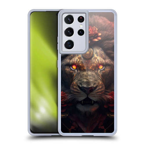 Spacescapes Floral Lions Crimson Pride Soft Gel Case for Samsung Galaxy S21 Ultra 5G