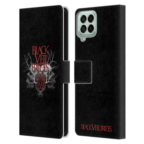 Black Veil Brides Band Art Skull Branches Leather Book Wallet Case Cover For Samsung Galaxy M33 (2022)