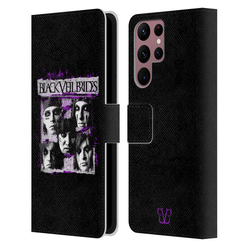 Black Veil Brides Band Art Grunge Faces Leather Book Wallet Case Cover For Samsung Galaxy S22 Ultra 5G