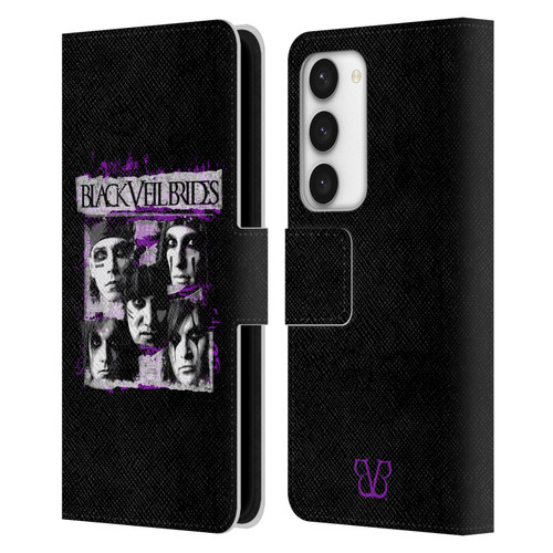 Black Veil Brides Band Art Grunge Faces Leather Book Wallet Case Cover For Samsung Galaxy S23 5G