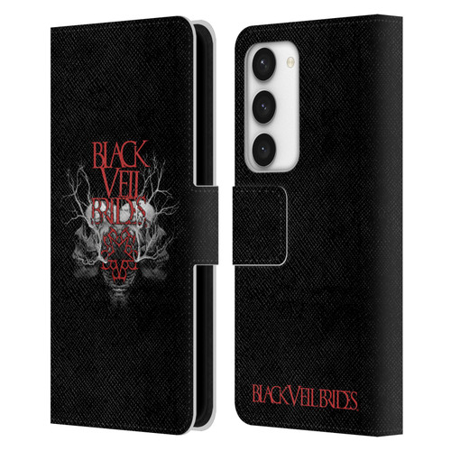 Black Veil Brides Band Art Skull Branches Leather Book Wallet Case Cover For Samsung Galaxy S23 5G