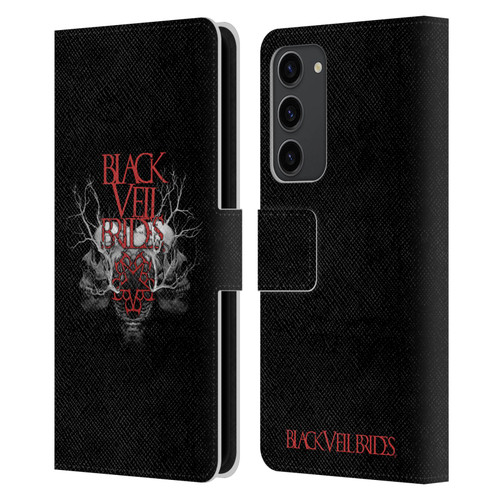 Black Veil Brides Band Art Skull Branches Leather Book Wallet Case Cover For Samsung Galaxy S23+ 5G