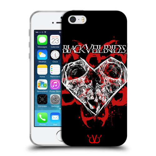 Black Veil Brides Band Art Skull Heart Soft Gel Case for Apple iPhone 5 / 5s / iPhone SE 2016