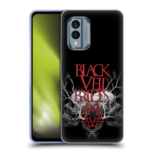Black Veil Brides Band Art Skull Branches Soft Gel Case for Nokia X30