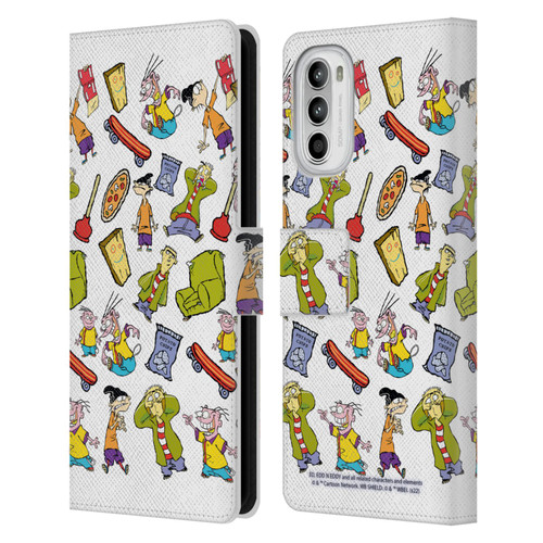 Ed, Edd, n Eddy Graphics Icons Leather Book Wallet Case Cover For Motorola Moto G52