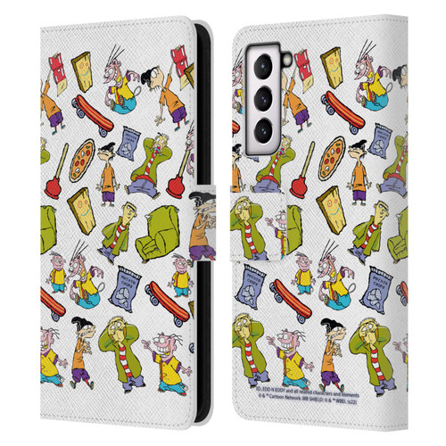 Ed, Edd, n Eddy Graphics Icons Leather Book Wallet Case Cover For Samsung Galaxy S21 5G