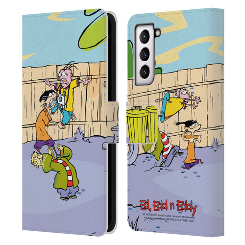 Ed, Edd, n Eddy Graphics Characters Leather Book Wallet Case Cover For Samsung Galaxy S21 5G