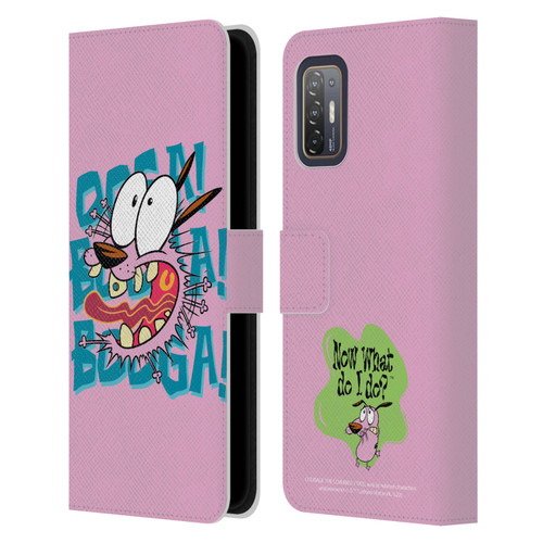 Courage The Cowardly Dog Graphics Spooked Leather Book Wallet Case Cover For HTC Desire 21 Pro 5G