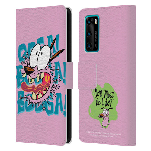 Courage The Cowardly Dog Graphics Spooked Leather Book Wallet Case Cover For Huawei P40 5G