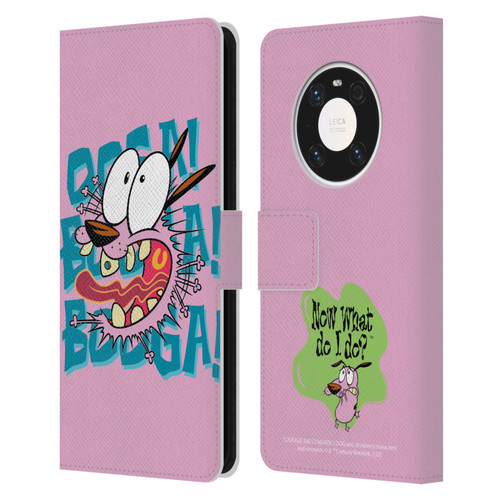 Courage The Cowardly Dog Graphics Spooked Leather Book Wallet Case Cover For Huawei Mate 40 Pro 5G