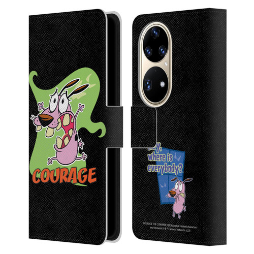 Courage The Cowardly Dog Graphics Character Art Leather Book Wallet Case Cover For Huawei P50 Pro