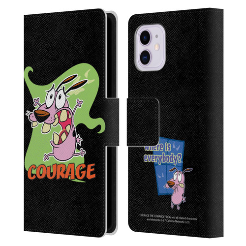 Courage The Cowardly Dog Graphics Character Art Leather Book Wallet Case Cover For Apple iPhone 11