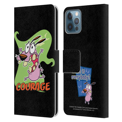 Courage The Cowardly Dog Graphics Character Art Leather Book Wallet Case Cover For Apple iPhone 12 / iPhone 12 Pro