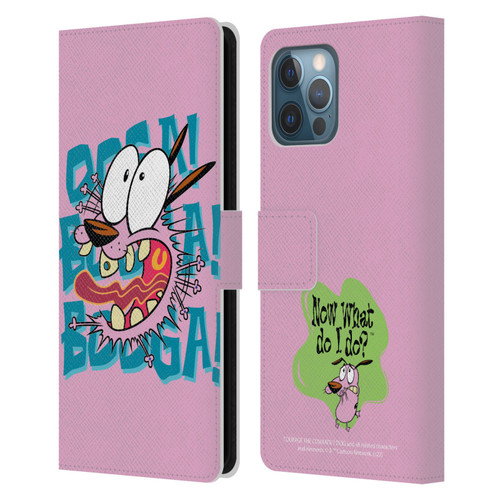 Courage The Cowardly Dog Graphics Spooked Leather Book Wallet Case Cover For Apple iPhone 12 Pro Max