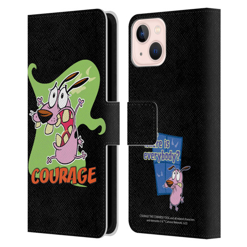 Courage The Cowardly Dog Graphics Character Art Leather Book Wallet Case Cover For Apple iPhone 13