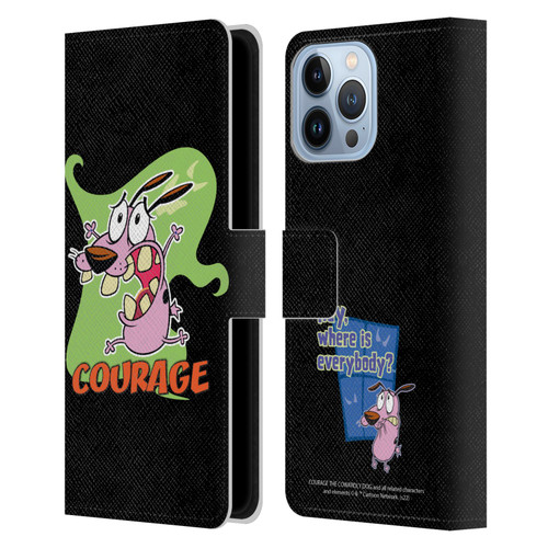 Courage The Cowardly Dog Graphics Character Art Leather Book Wallet Case Cover For Apple iPhone 13 Pro Max