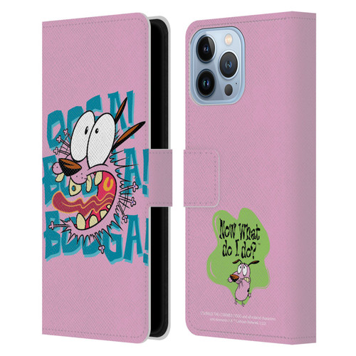 Courage The Cowardly Dog Graphics Spooked Leather Book Wallet Case Cover For Apple iPhone 13 Pro Max