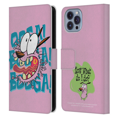 Courage The Cowardly Dog Graphics Spooked Leather Book Wallet Case Cover For Apple iPhone 14