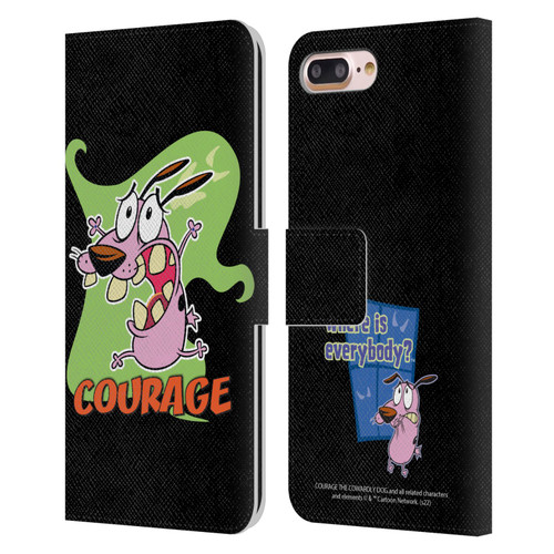 Courage The Cowardly Dog Graphics Character Art Leather Book Wallet Case Cover For Apple iPhone 7 Plus / iPhone 8 Plus