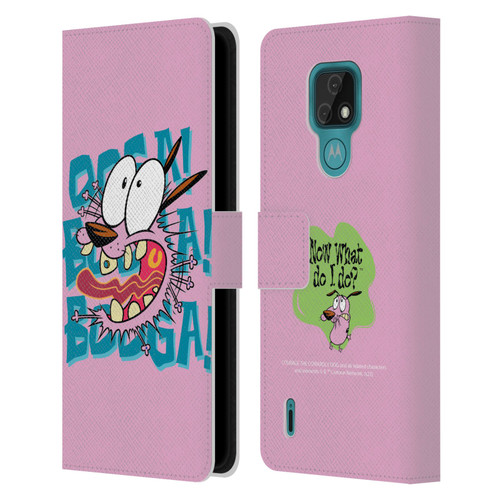 Courage The Cowardly Dog Graphics Spooked Leather Book Wallet Case Cover For Motorola Moto E7