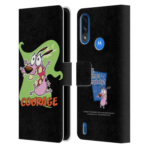 Courage The Cowardly Dog Graphics Character Art Leather Book Wallet Case Cover For Motorola Moto E7 Power / Moto E7i Power