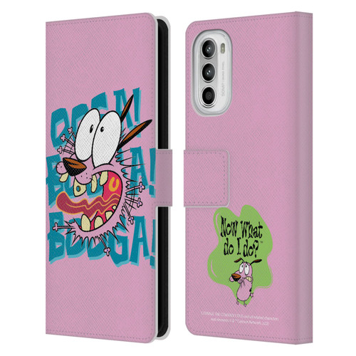 Courage The Cowardly Dog Graphics Spooked Leather Book Wallet Case Cover For Motorola Moto G52