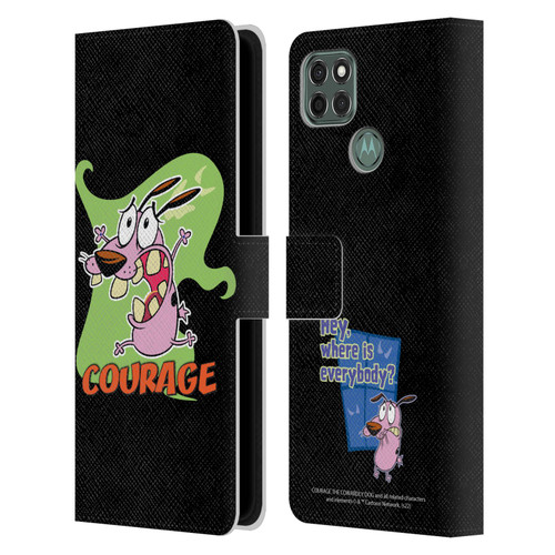 Courage The Cowardly Dog Graphics Character Art Leather Book Wallet Case Cover For Motorola Moto G9 Power
