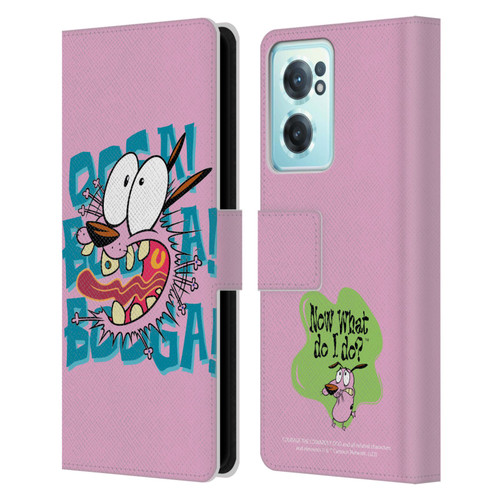 Courage The Cowardly Dog Graphics Spooked Leather Book Wallet Case Cover For OnePlus Nord CE 2 5G