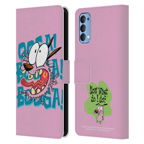 Courage The Cowardly Dog Graphics Spooked Leather Book Wallet Case Cover For OPPO Reno 4 5G