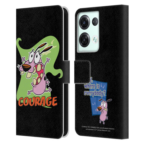 Courage The Cowardly Dog Graphics Character Art Leather Book Wallet Case Cover For OPPO Reno8 Pro