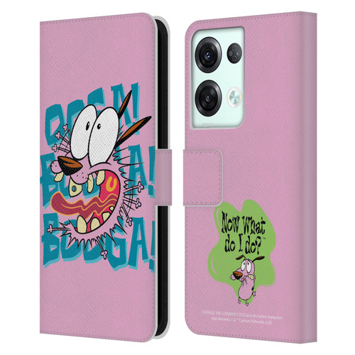 Courage The Cowardly Dog Graphics Spooked Leather Book Wallet Case Cover For OPPO Reno8 Pro