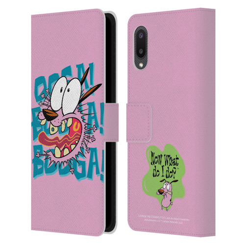 Courage The Cowardly Dog Graphics Spooked Leather Book Wallet Case Cover For Samsung Galaxy A02/M02 (2021)