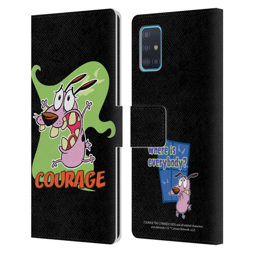 Courage The Cowardly Dog Graphics Character Art Leather Book Wallet Case Cover For Samsung Galaxy A51 (2019)