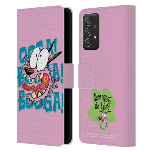Courage The Cowardly Dog Graphics Spooked Leather Book Wallet Case Cover For Samsung Galaxy A52 / A52s / 5G (2021)