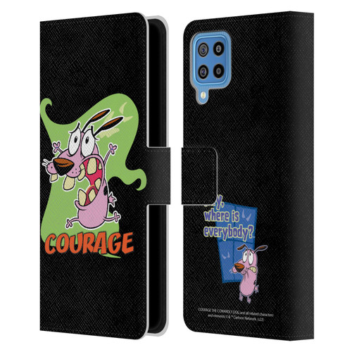 Courage The Cowardly Dog Graphics Character Art Leather Book Wallet Case Cover For Samsung Galaxy F22 (2021)