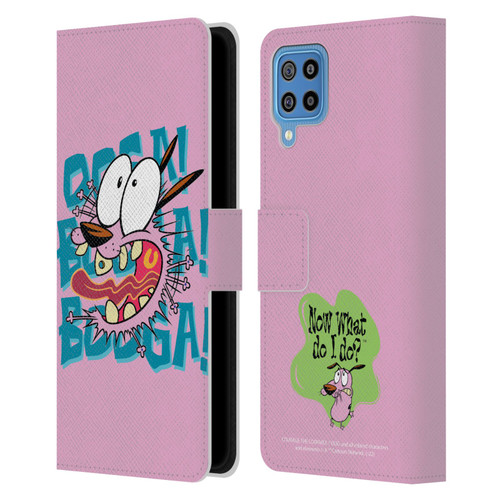 Courage The Cowardly Dog Graphics Spooked Leather Book Wallet Case Cover For Samsung Galaxy F22 (2021)