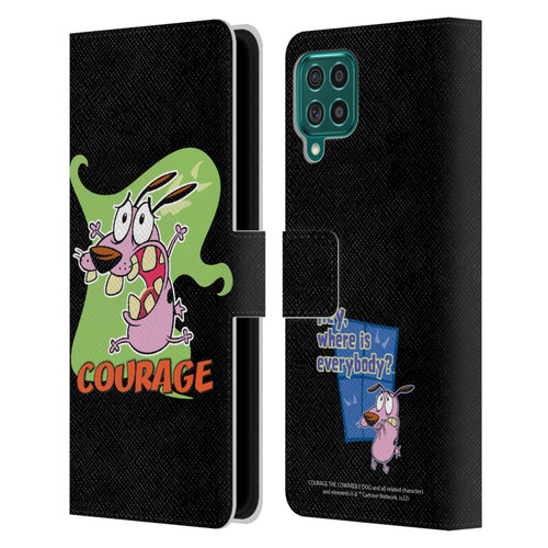 Courage The Cowardly Dog Graphics Character Art Leather Book Wallet Case Cover For Samsung Galaxy F62 (2021)
