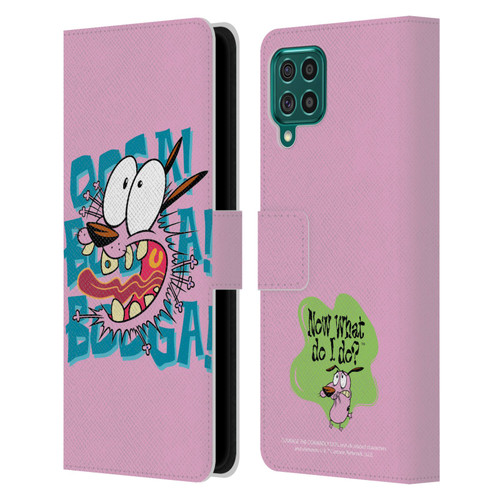 Courage The Cowardly Dog Graphics Spooked Leather Book Wallet Case Cover For Samsung Galaxy F62 (2021)