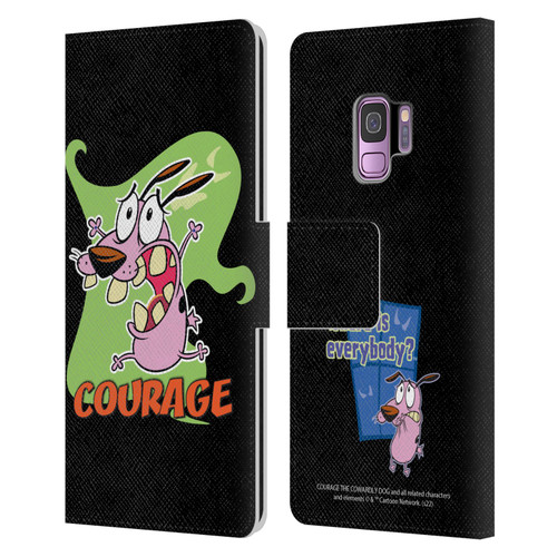 Courage The Cowardly Dog Graphics Character Art Leather Book Wallet Case Cover For Samsung Galaxy S9