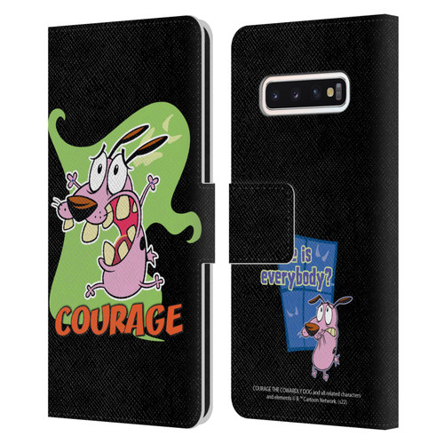 Courage The Cowardly Dog Graphics Character Art Leather Book Wallet Case Cover For Samsung Galaxy S10