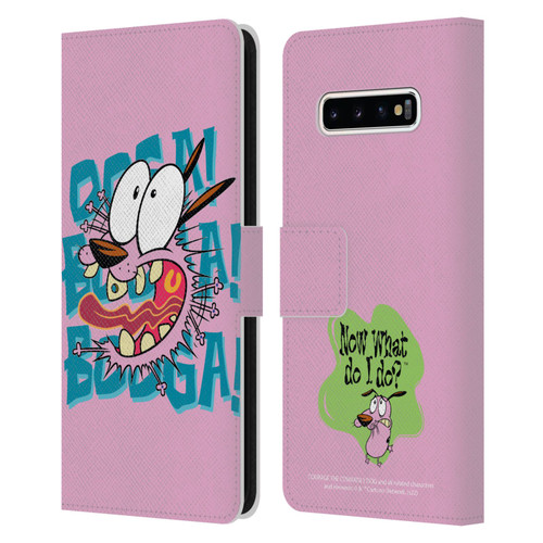 Courage The Cowardly Dog Graphics Spooked Leather Book Wallet Case Cover For Samsung Galaxy S10+ / S10 Plus