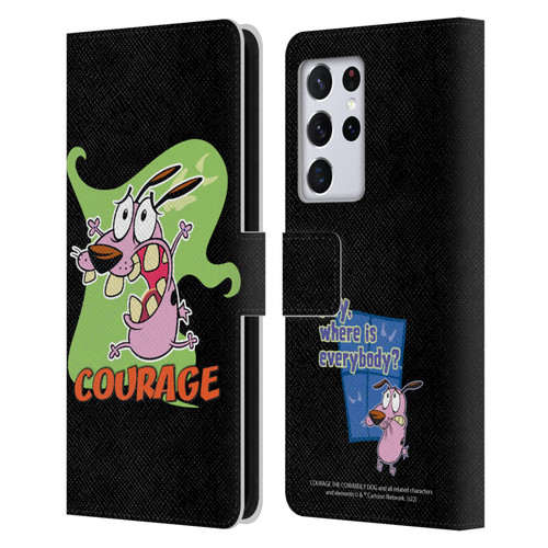 Courage The Cowardly Dog Graphics Character Art Leather Book Wallet Case Cover For Samsung Galaxy S21 Ultra 5G