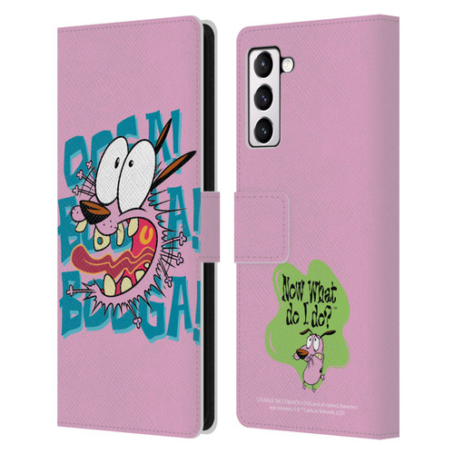Courage The Cowardly Dog Graphics Spooked Leather Book Wallet Case Cover For Samsung Galaxy S21+ 5G