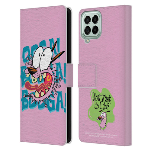 Courage The Cowardly Dog Graphics Spooked Leather Book Wallet Case Cover For Samsung Galaxy M33 (2022)